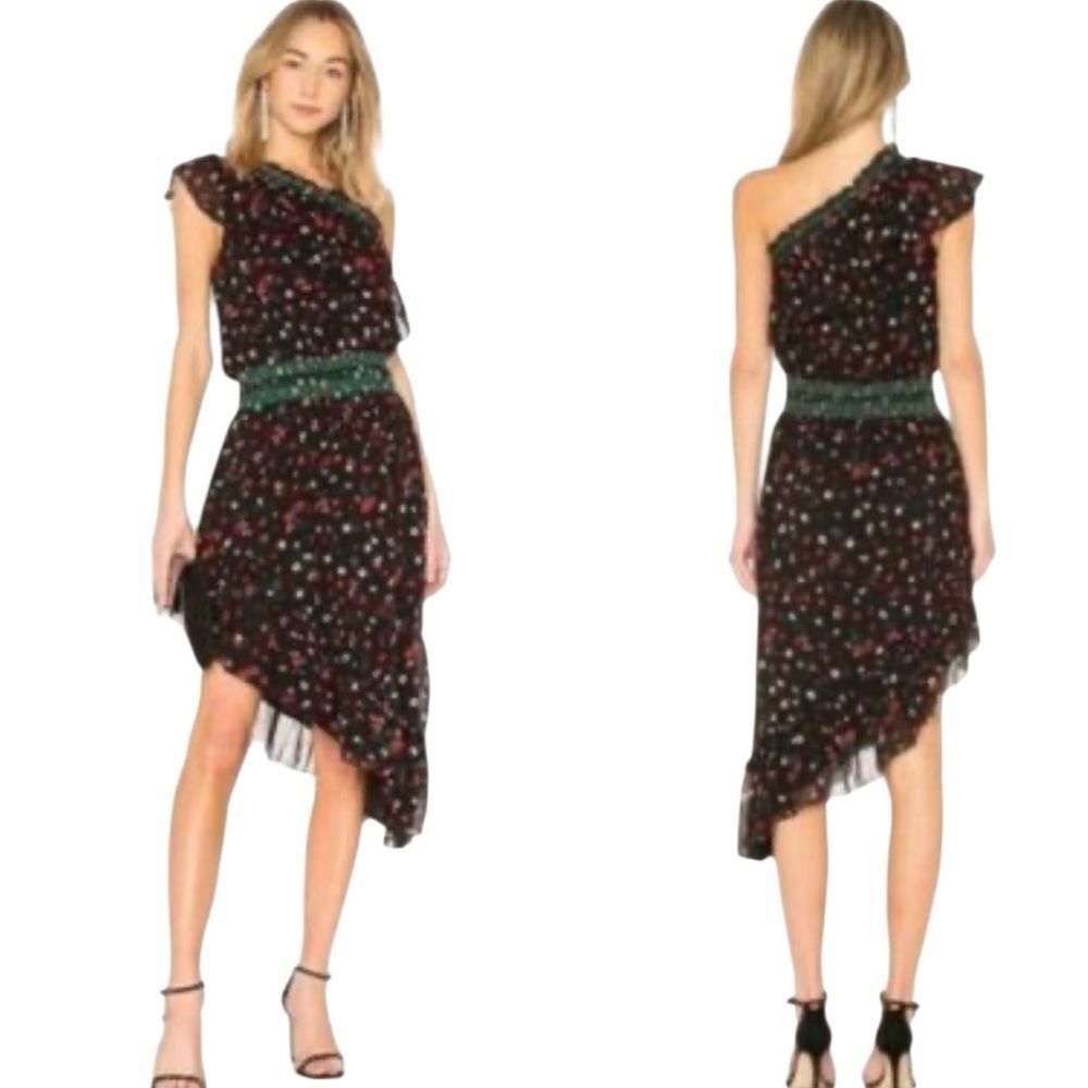Joie Hafsa Silk One Shoulder Dress - Joie Floral ruffle One-Shoulder Dress XS